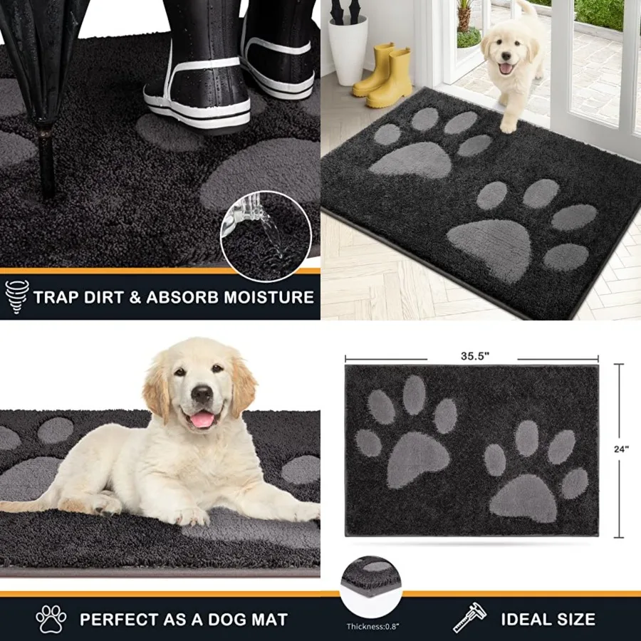 

Dirt Trapping Door Mat, Non-Skid/Slip Machine Washable Microfiber Entryway Rug, Dog Doormat, Super Absorbent Welcome Mat for Mu