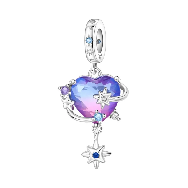 

MISEFF 2025, стерлингового серебра 925 пробы, подвеска в форме планеты, подвески в форме сердца, спутниковый оригинальный браслет, бусины, ювелирные изделия «сделай сам», женские подарки