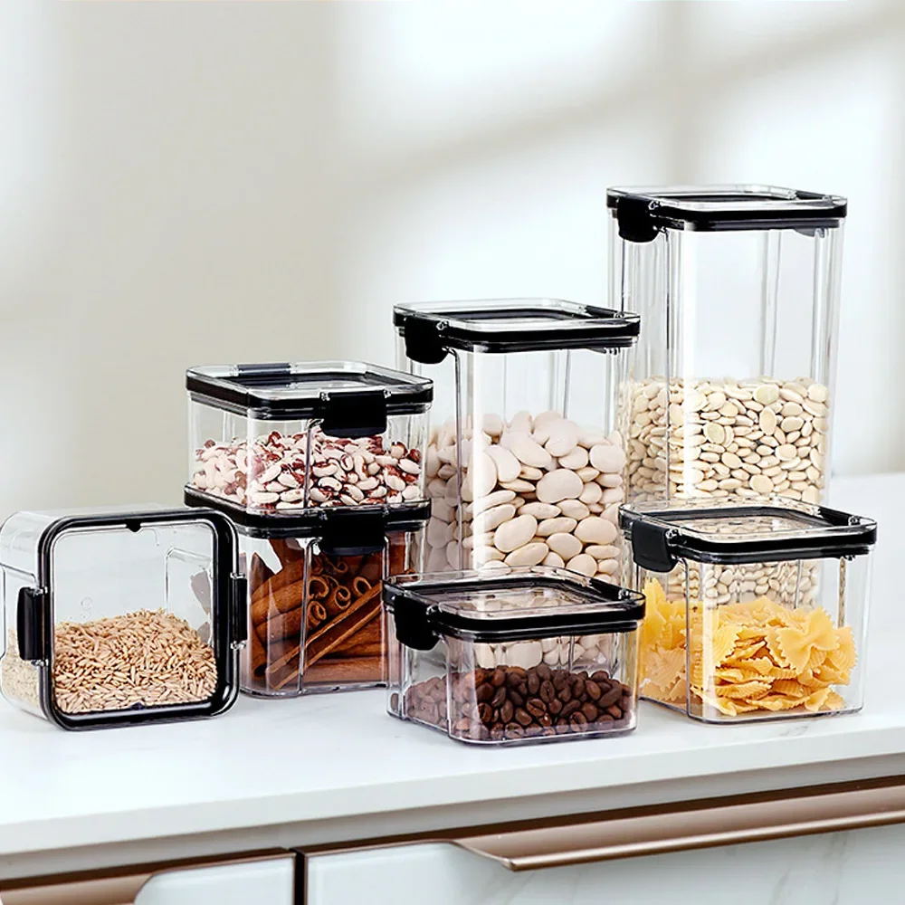 Food Storage Containers Plastic Kitchen Noodle Box Multigrain Storage Tank Transparent Sealed Cans Canister Fridge Organiser