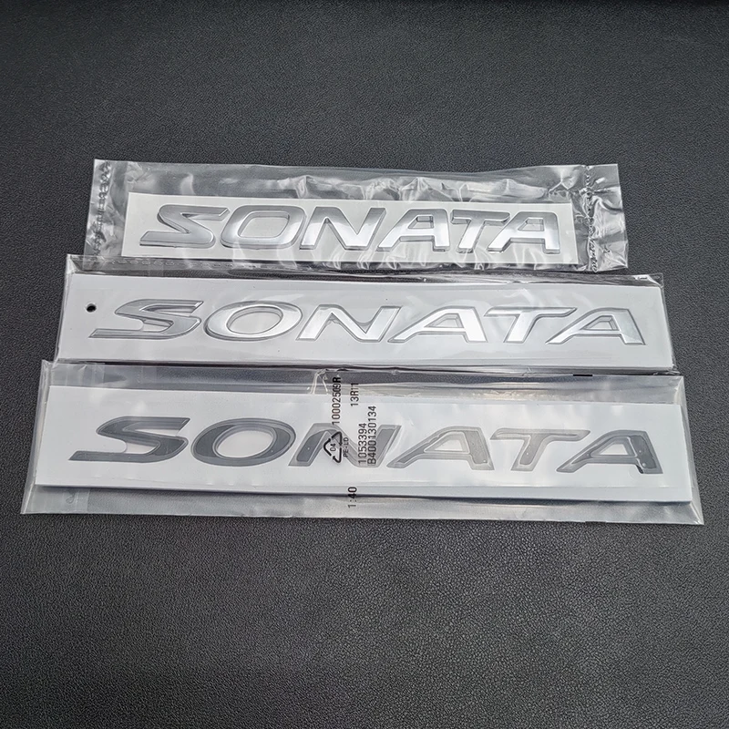 3D ABS Chrome Black Sonata Letter Logo Emblem Badge Self-Adhesive Nameplate Sticker Rear Trunk Auto Exterior Styling Accessories