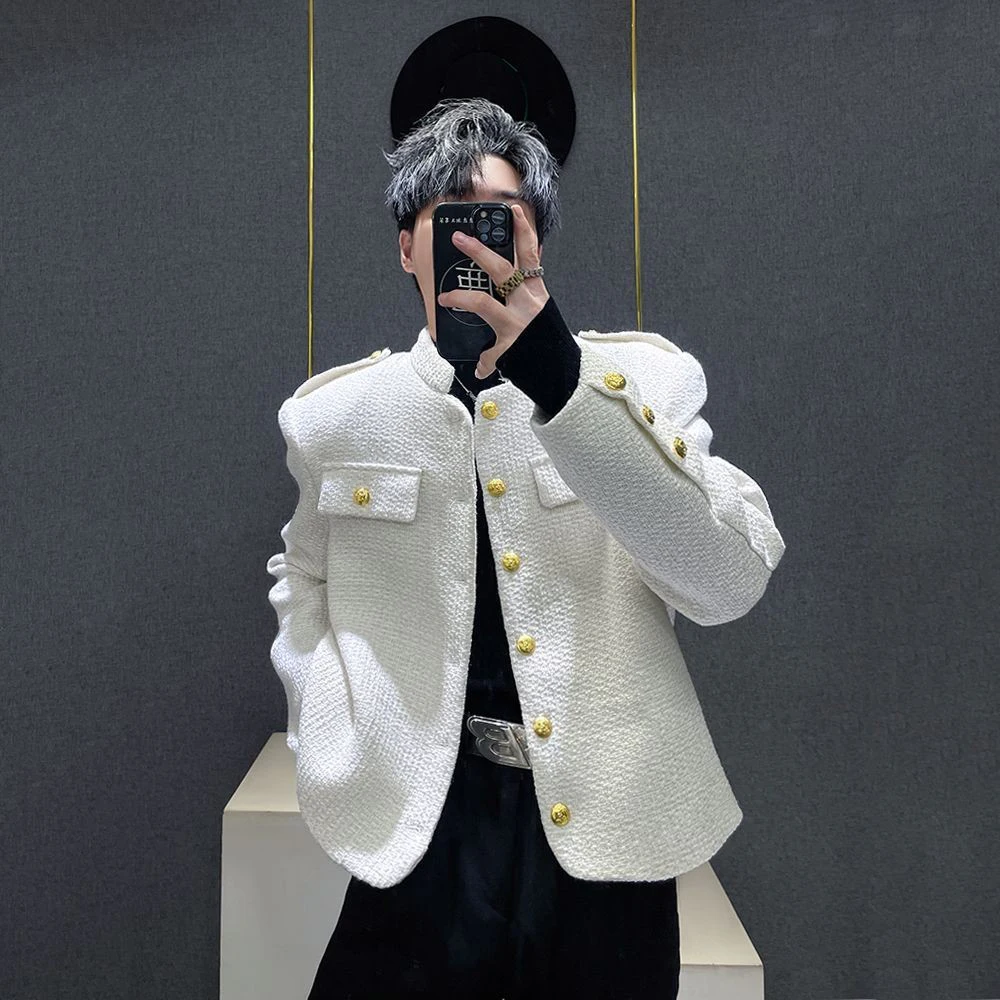 

Mens Spring Jacket Button Down Casual Suit Jacket Streetwear Nightclub Stage Performance Fashion Top Men'S Clothing 2026 New