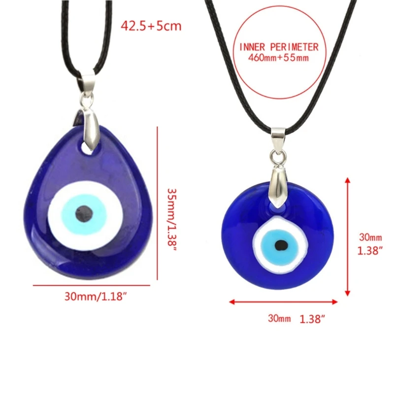 for Evil Eye Pendant Necklace Resin Leather Rope Chain Turkish Protect Necklace