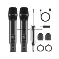 Popular 2-Channel Karaoke Wireless Microphone Rechargeable UHF Mini Receiver for Church Party Singing Speeches