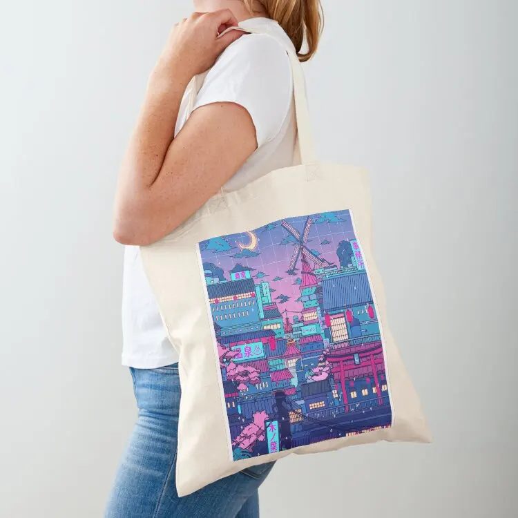 

Cyberpunk Village Tote Bag bags for women Cloth bags hand bags foldable reusable bag