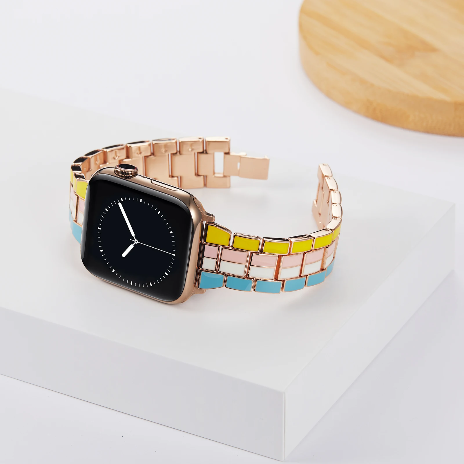 Metal strap for Apple watch band 45mm 44mm 40mm series 8 7 6 5 4 SE Rainbow colors stainless steel for iwatch 3 42mm 38mm strap