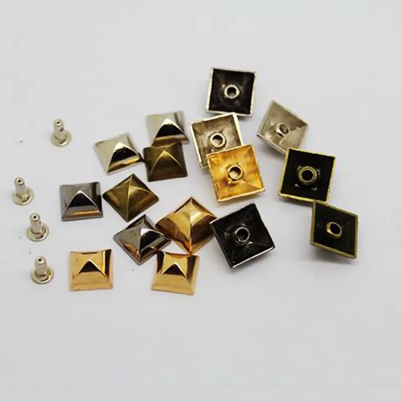 9/12 mm Pyramid Tents Square Bracelet Rivet Cap Stud Leather Craft Bag Hat Jeans Shoe Chocker Wallet Jewelry Trims Accessories