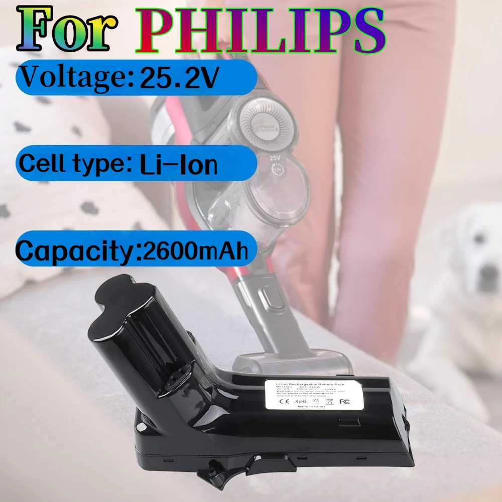 

25.2V 2600mAh Battery for Philips SpeedPro Max Aqua/Stick,Compatible with XC7042/01 FC6822/01 FC6904/01 FC SeriesCordless Vacuum
