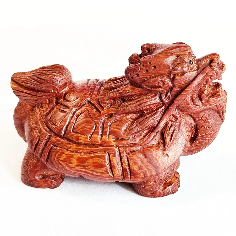 

Q4828 - 2 "резная вручную красная сандаловая древесина Netsuke-черепаха дракона
