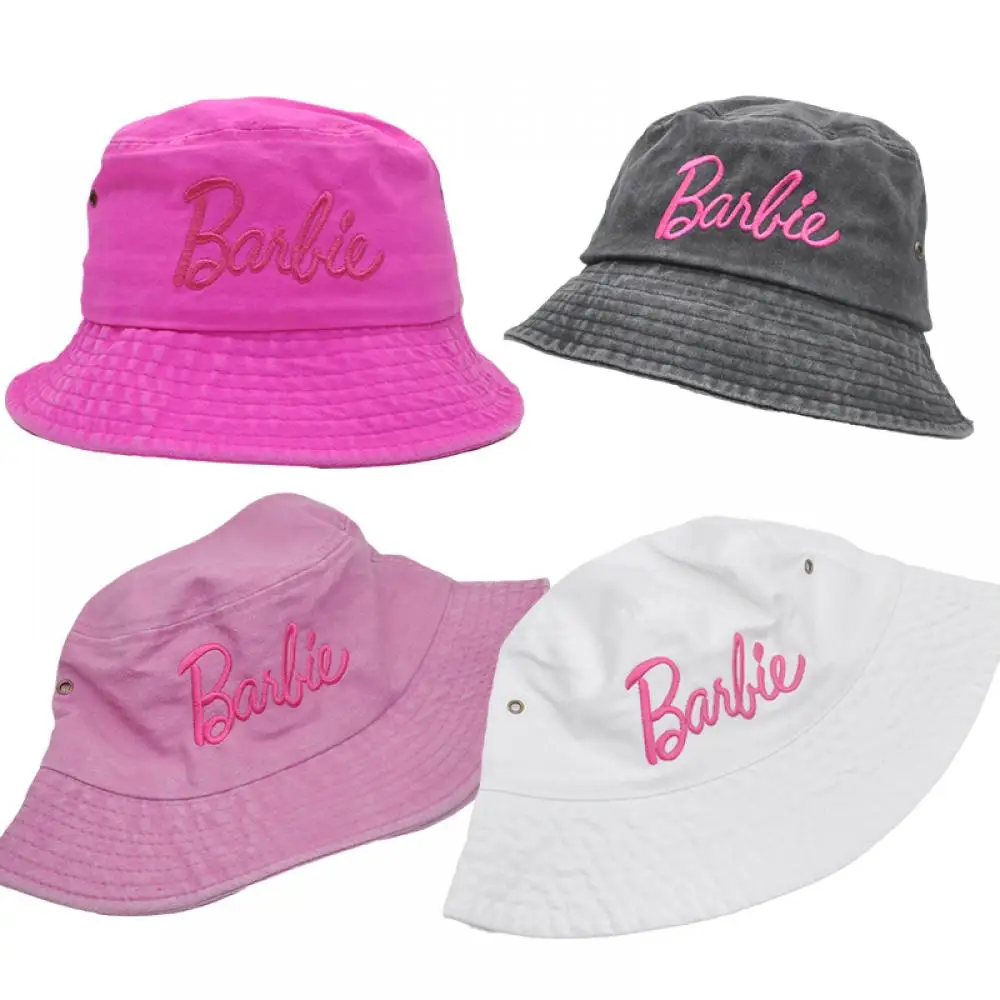 Kawaii Barbie Fisherman Hat Anime Fashion Girls Boys Summer Retro Foldable Bucket Sunscreen Hats Outdoor Beach Sports Cap Gifts