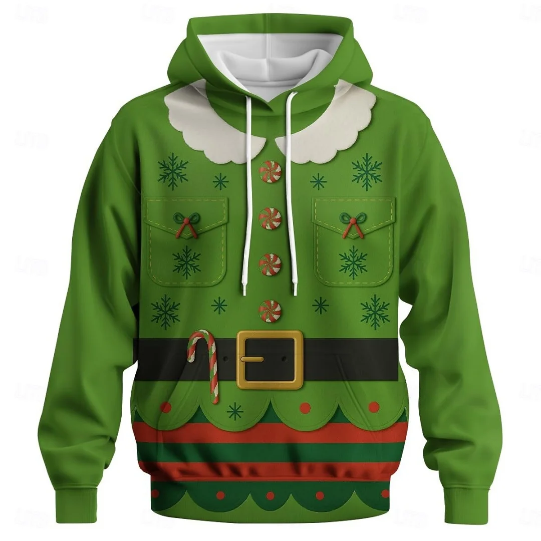 الرجال لطيف سانتا كلوز هوديي كامل 3D طباعة عيد الميلاد البلوز البلوز سانتا ركوب طويلة الأكمام الرجال البلوز الملابس