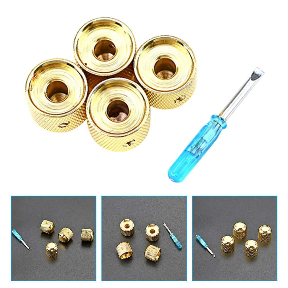 

4 шт. металлические профессиональные колпачки для потенциометров гитарных регуляторов громкости, замена для электрогитар и бас-гитар, аксессуар для управления звуком