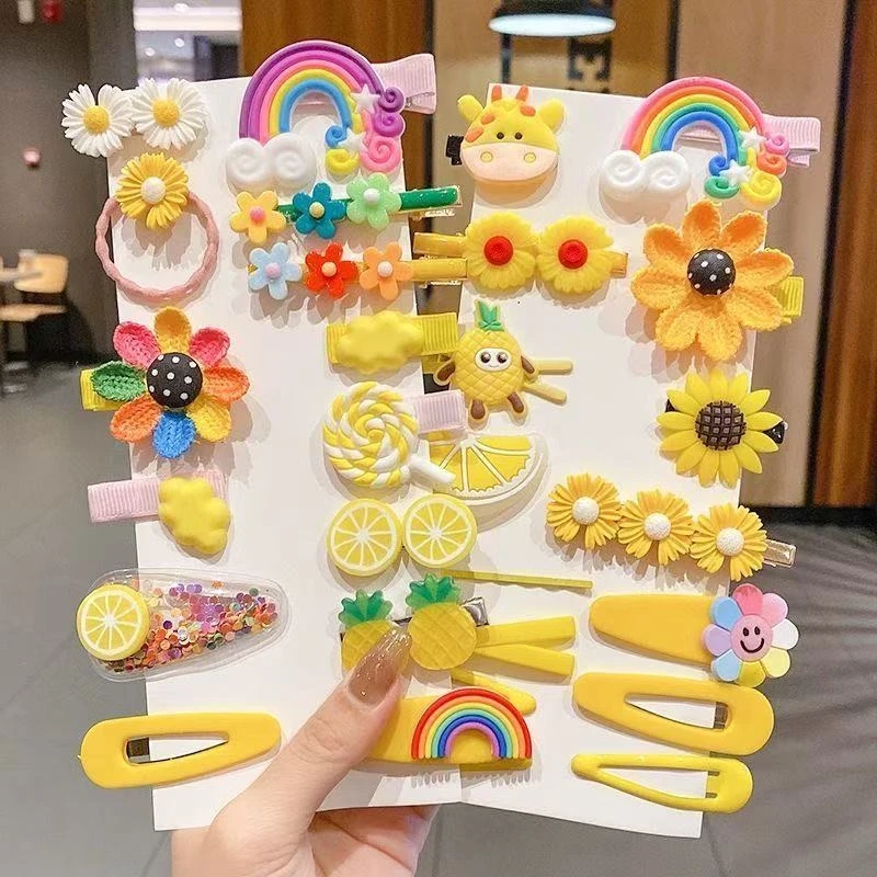 28/42-teiliges Cartoon-Baby-Haarspangen-Set, Blumen- und Frucht-Haarspangen für Mädchen, Haarnadeln für Ponyfrisuren, Kinder-Haaraccessoires – Detail 4