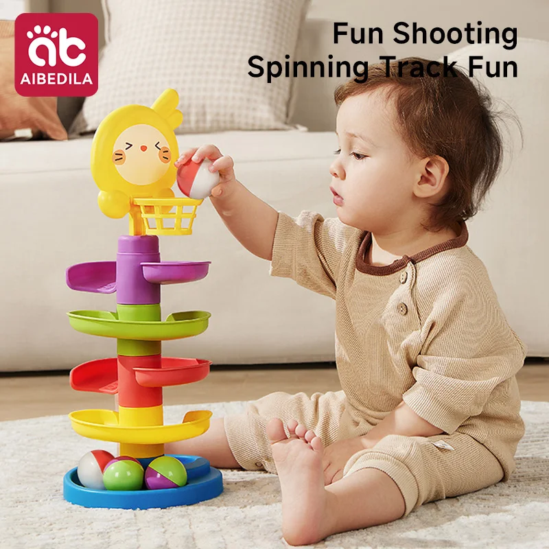 AIBEDILA bébé balle goutte jouet ensemble Montessori empilable piste jouet pour 0-24 mois éducatif apprentissage jouet pour nourrissons tout-petits