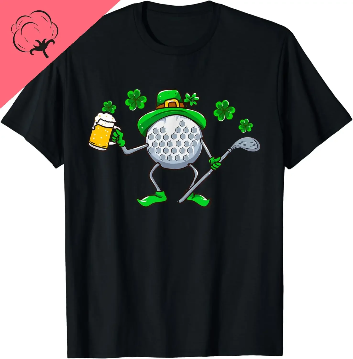 St Patricks Day Golf Golfing Irish Golfer Beer Humor Men Dad T-Shirt Cotton Men Clothing Tops  Streetwear Camisetas