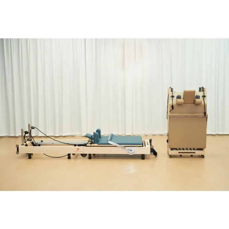 oak wood expandable legs folding bed home pilates reformer machine foldable pilates reformer