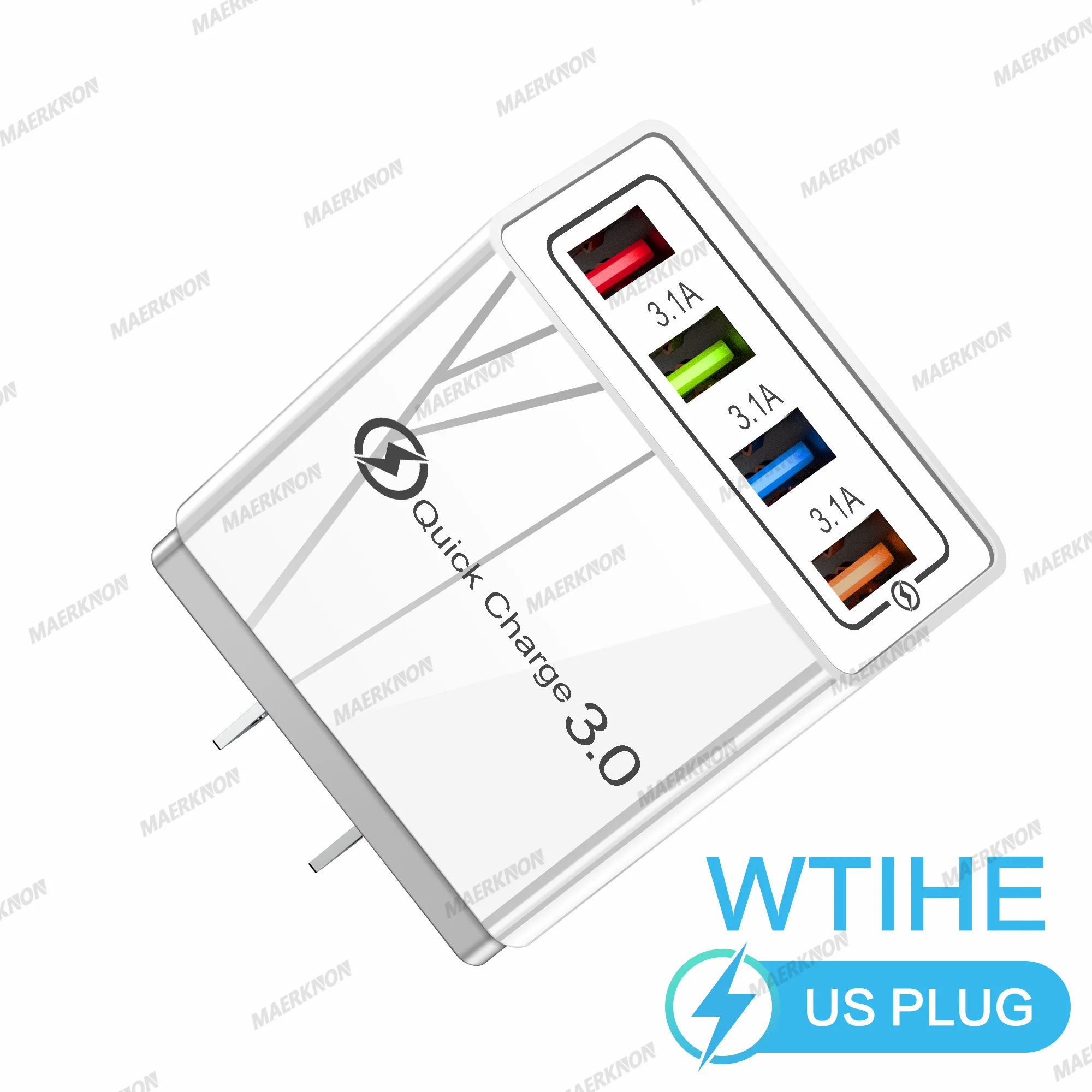 3A USB-oplader 4-poorten USB Quick Charge 3.0 EU US-stekker voor iPhone Samsung Xiaomi Poco Snel opladen Mobiele telefoonopladeradapter