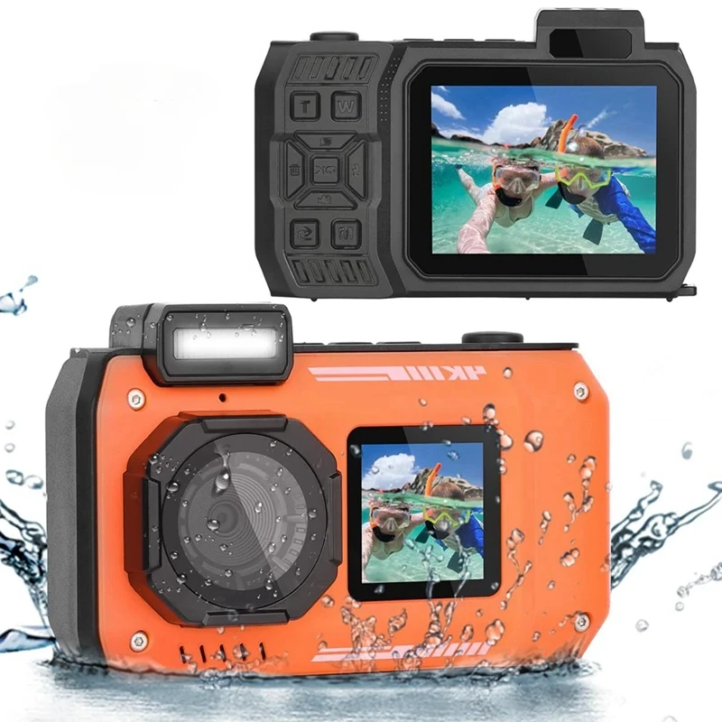 B-M 4K Underwater Camera 33 FT Waterproof Camera With Dual Screens Selfie 48MP Autofocus Digital Camera For Snorkeling