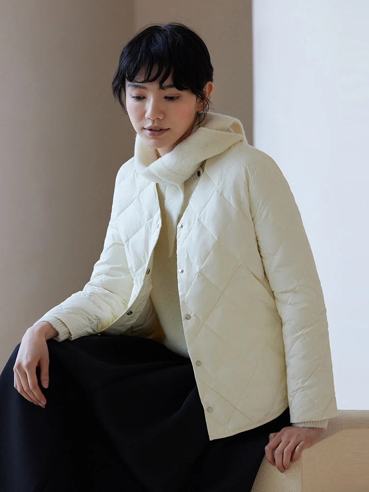 

Hacikis Miss New Layering Magic 90 White Du down Warm Color ort Lightweight Women's down Jaet Coat Nylon Material