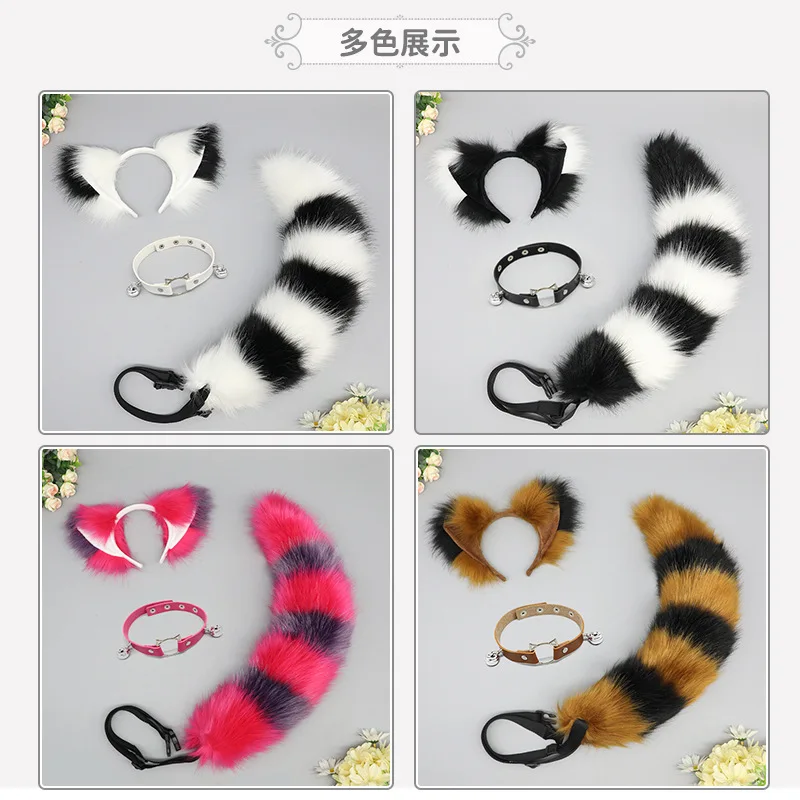 Ensemble d'oreilles et de queue de renard pour jeu de rôle d'anime, bandeau d'oreilles d'animaux en fourrure, accessoires réalistes pour vêtements en queue de fourrure artificielle