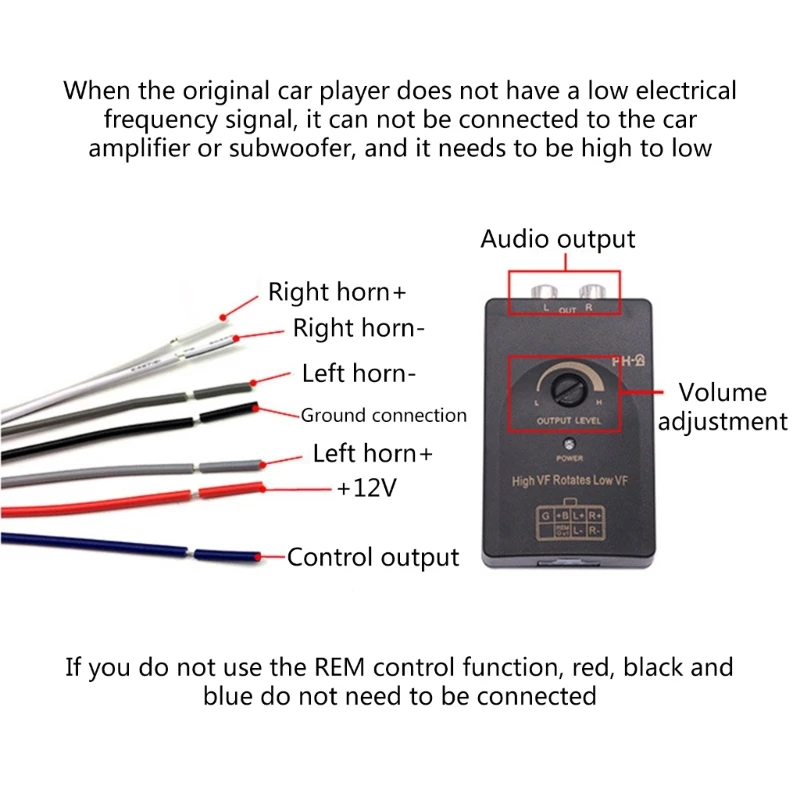 U90C Car Stereo High to Low Level Converter,Auto Car RCAs High to Low 2-Channel Line Output Adapter with Wire