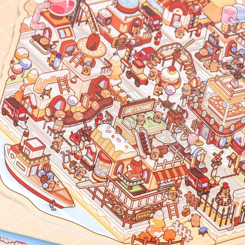 

Капибара, миниатюрная пейзажная наклейка, коллекция 6-в-1, декомпрессия, сделай сам, наклейка на кабину, сцена, мультяшный ПЭТ, миниатюрная сцена, коллаж