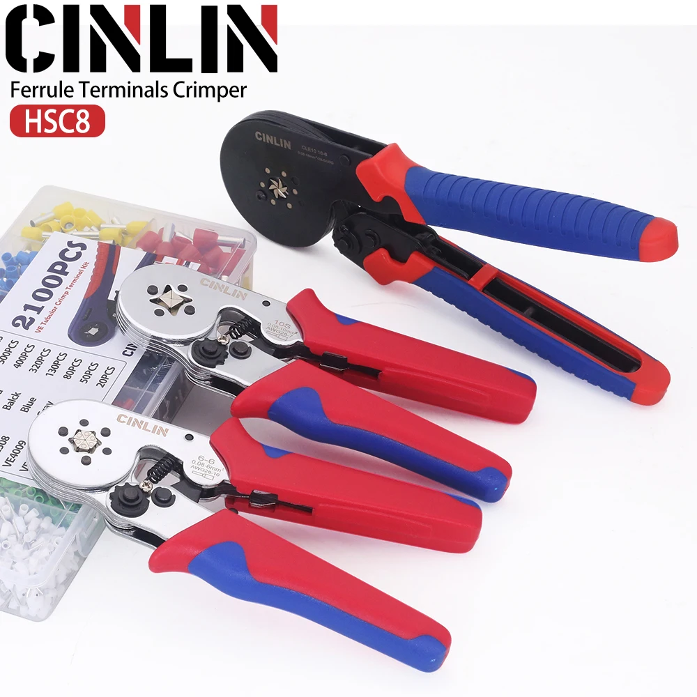 Tube Ferrule VE&TE Terminals Crimping Pliers & Terminal Set Min 0.08mm Hand Tools Electrician Crimper HSC8 6-6 10S