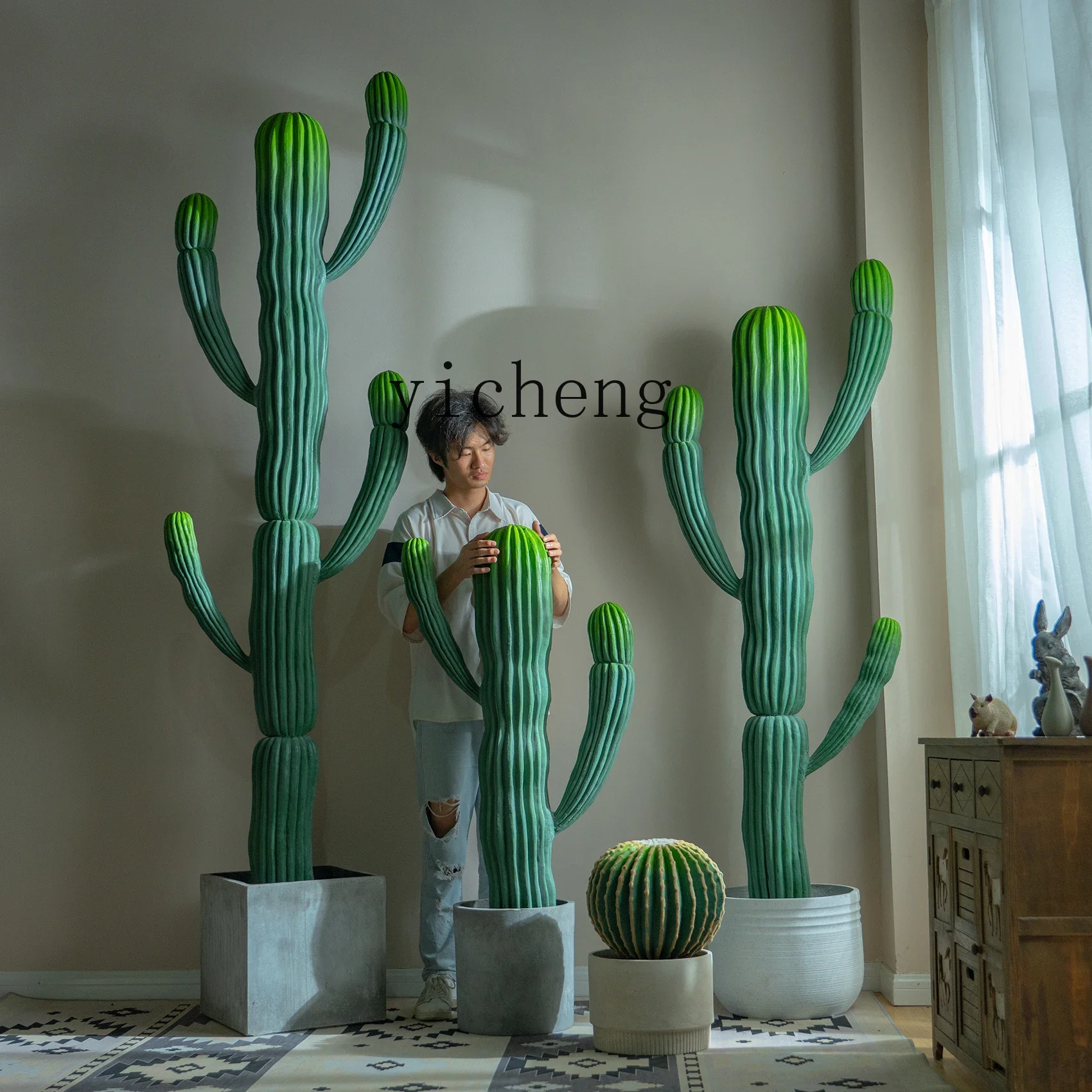 

TQH large artificial cactus plant fake tree potted plant decorative landscaping bionic green plant cactus ornament