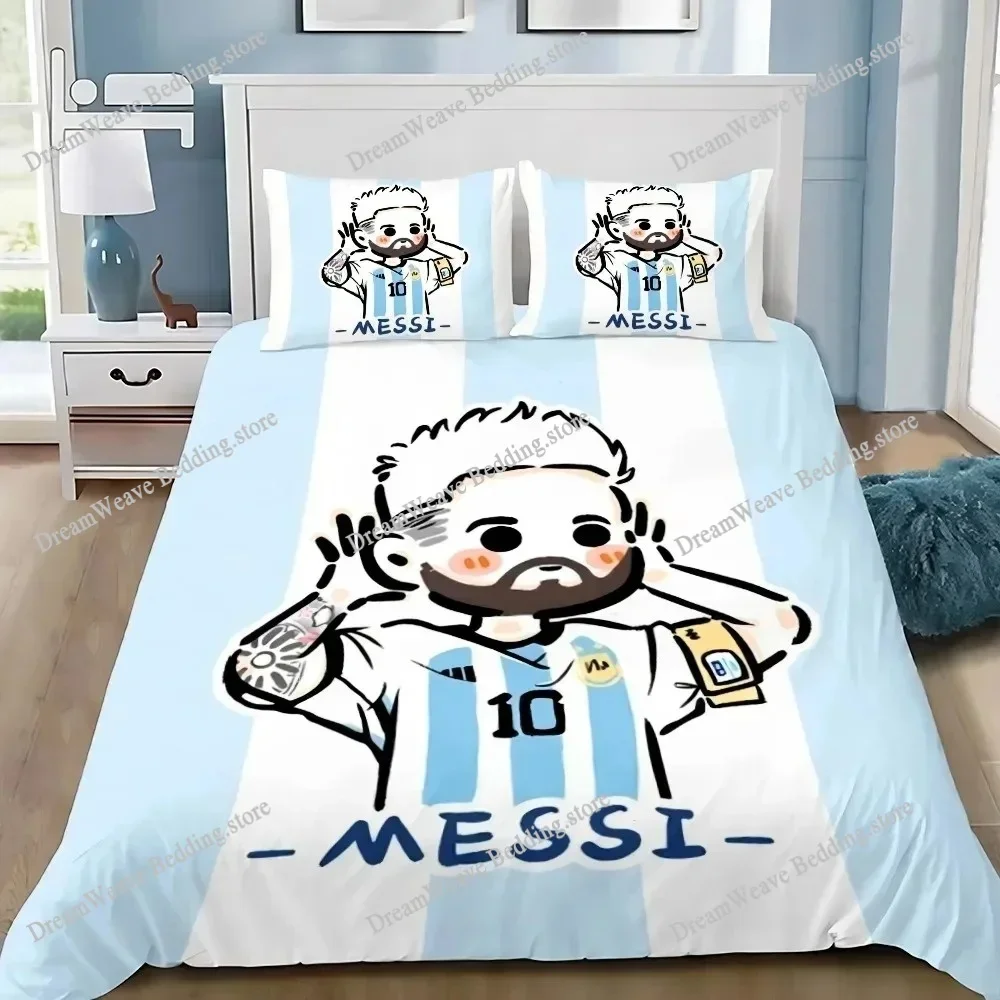 3D printed bedding set. M-messi teenage and adult duvet cover and pillowcase, singledouble, bedroom decoration, gift