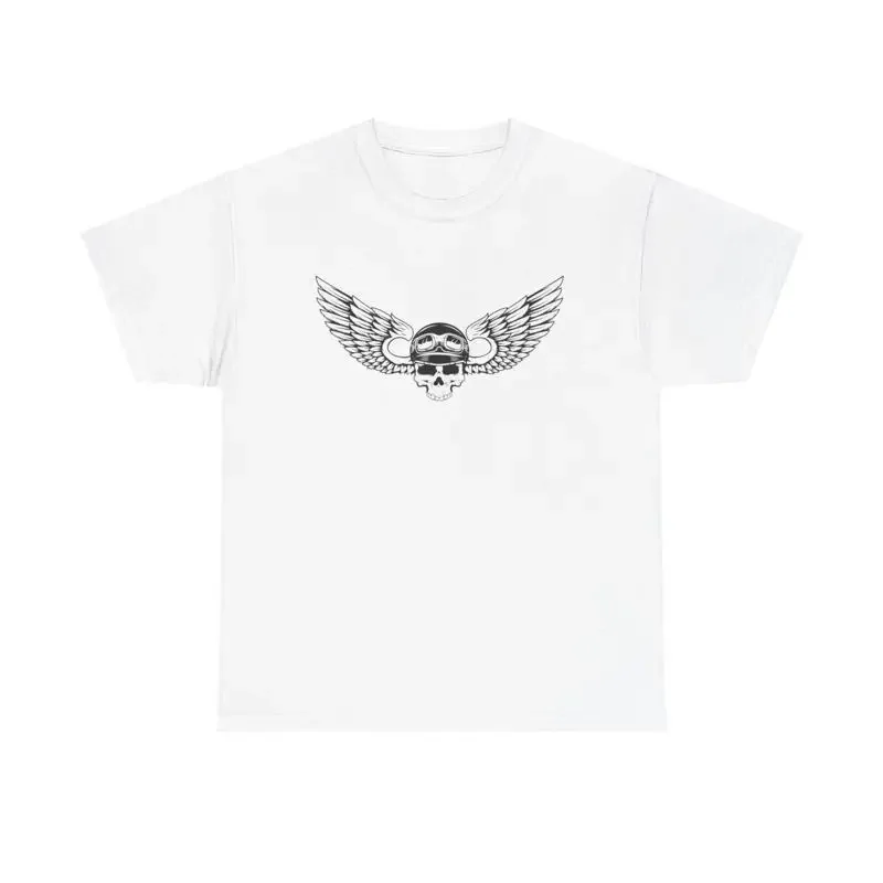 Born to Fly T Shirt biker motorcycle skull wings helmet freedom vintage