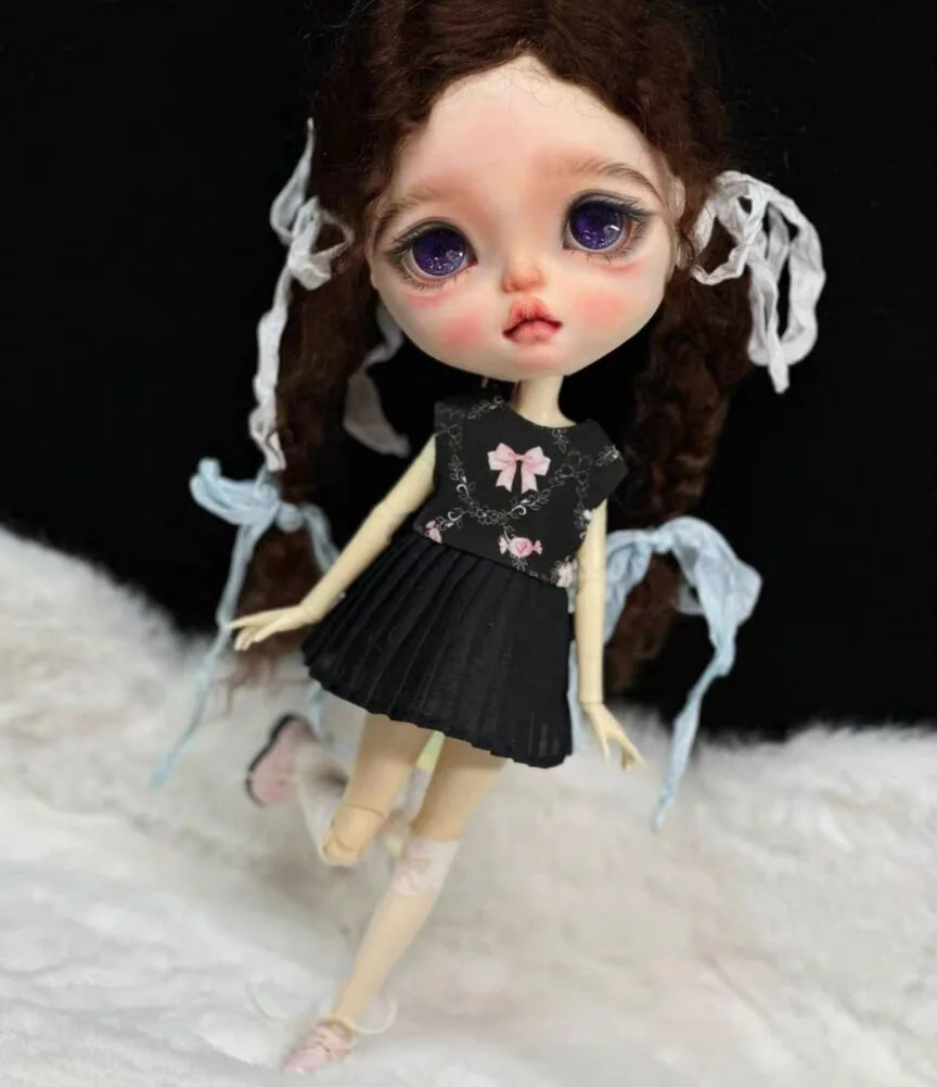 2024 fashion Style clothes blythe doll outfit dress black 1/6 30cm BJD anime girl (Fit for Pullip,Ob22/24/26, Licca)