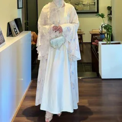 Party Dresses 3 Piece Set for Women Muslim Abaya with Scarf Long Cardigan Robe Vestidos Sashes Dubai Abayas Eid Ramadan Jalabiya