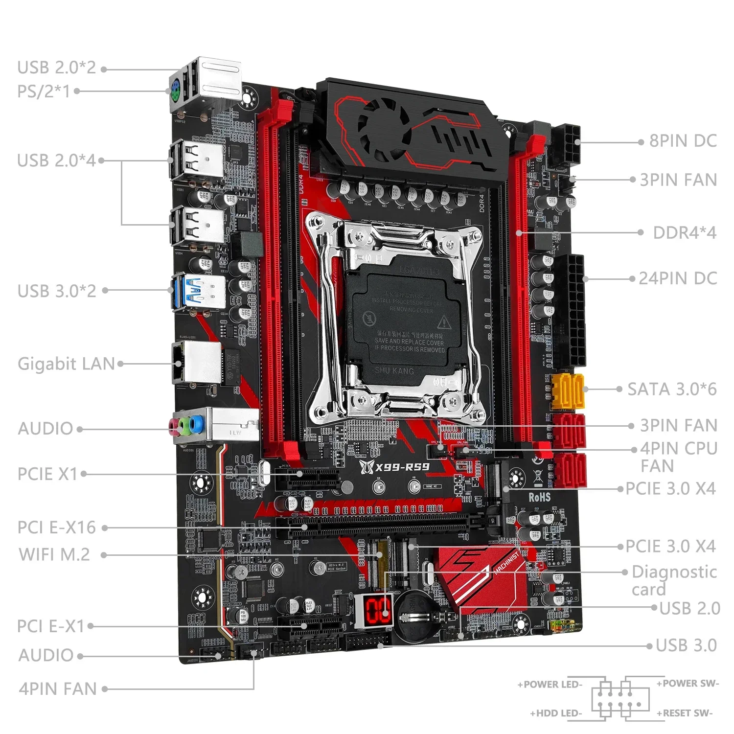 MACHINIST RS9 X99 اللوحة الأم كيت Xeon E5 2695 V3 CPU 2x8G = 16GB DDR4 ECC ذاكرة الوصول العشوائي LGA 2011-3 Set Combo Nvme M.2 Sata 3.0 M-ATX