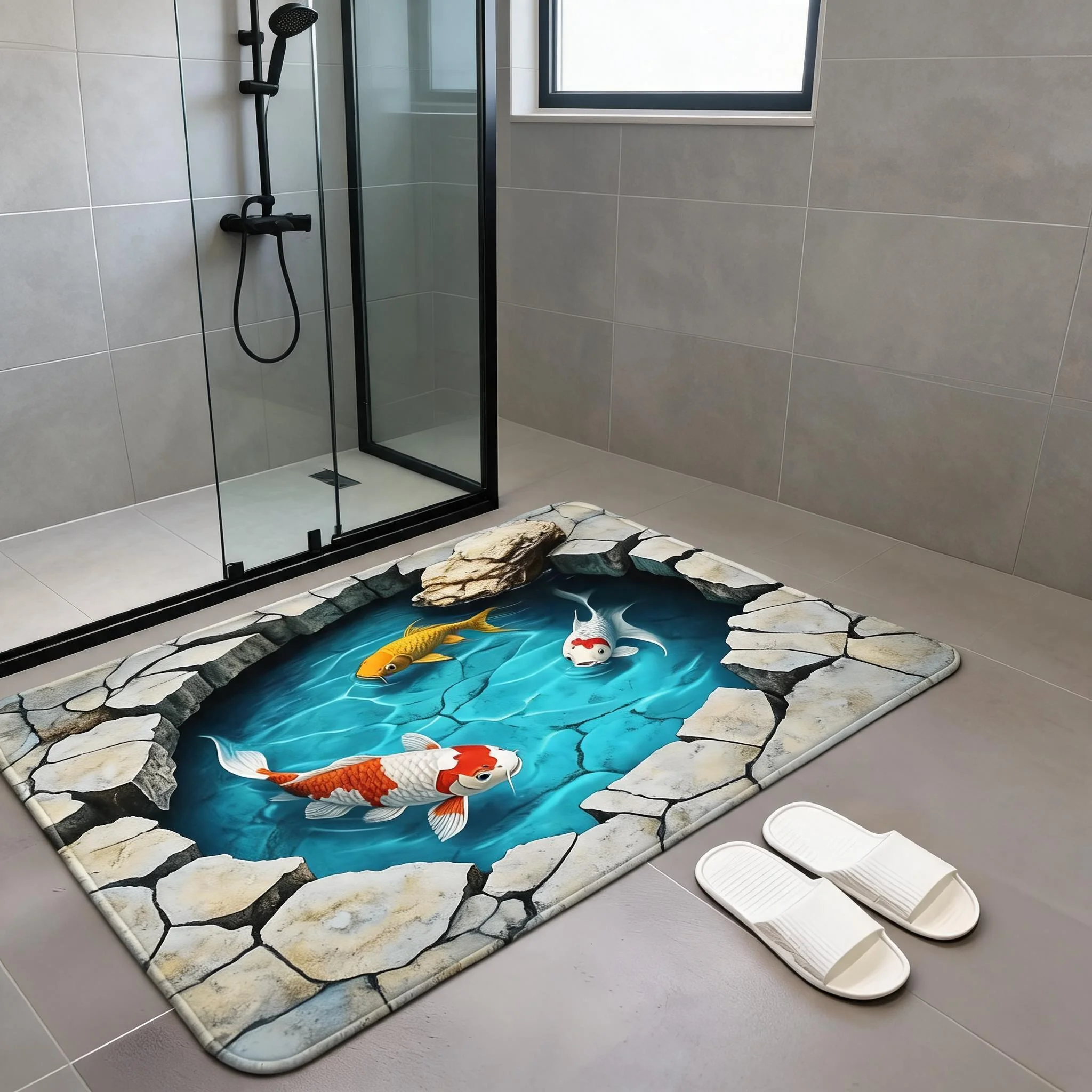Bathroom Floor Rug Square Plush Flannel Mat Soft Fluffy Non Slip Carpet for Toilet and Entryway