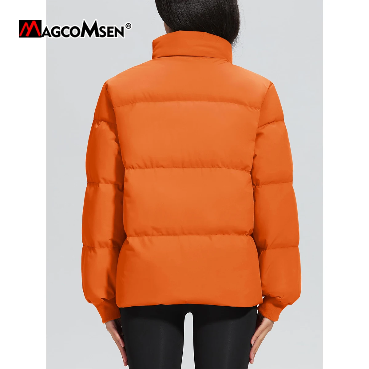 MAGCOMSEN Winter Padded Quilted Down Jacket Womens Stand Collar Zip Up Warm Windproof Puffer Coat Waterproof Snow Parkas Jacket