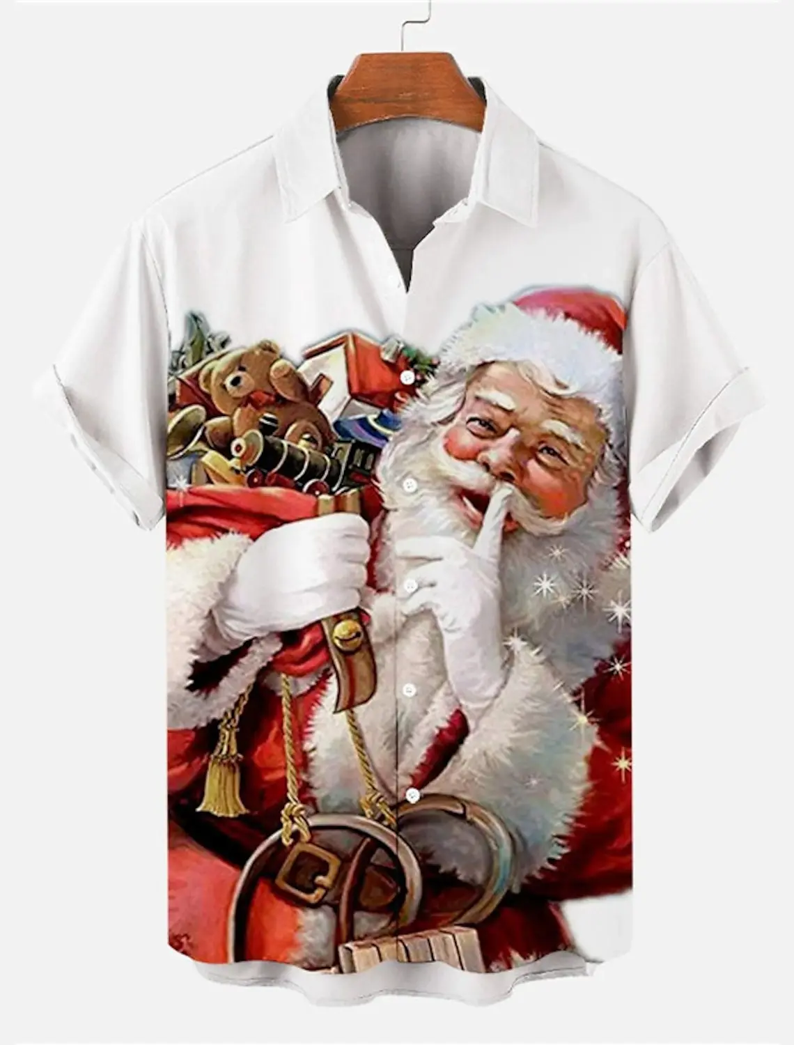 Kerst Casual Heren Shirt Met Korte Mouwen Nieuwjaars Knappe Revers Top Comfortabel Losse Casual Heren Shirt Kerstshirt