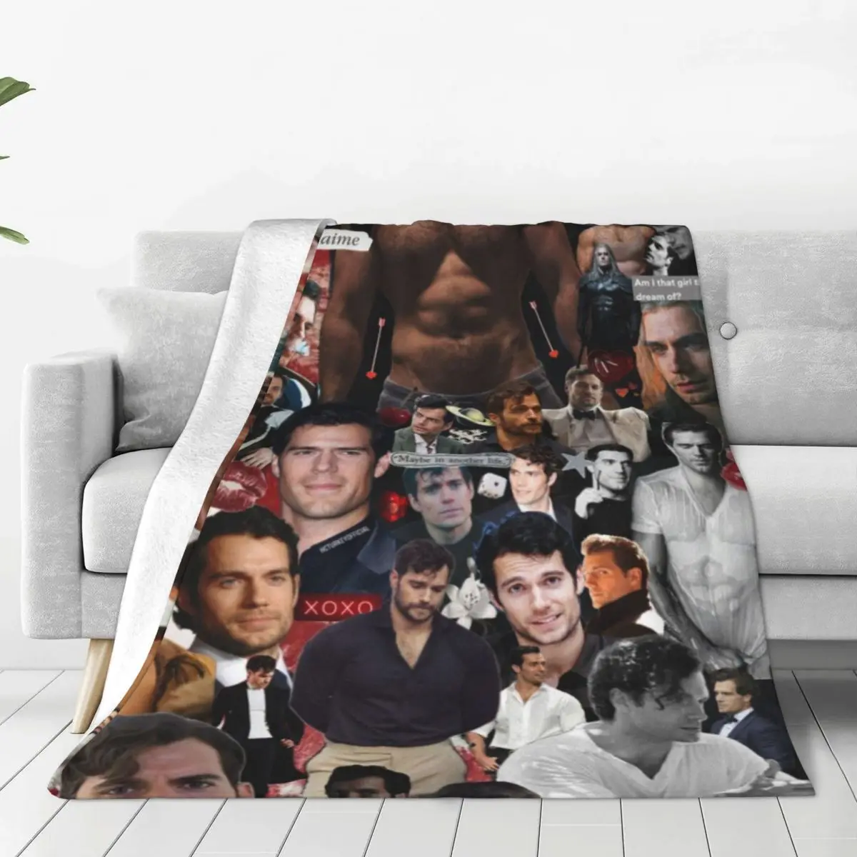 Fluffy Baby Blanket Henry-Cavill Sofa Camp Nap Bedspread Cozy Flannel Blanket Bedroom Decor