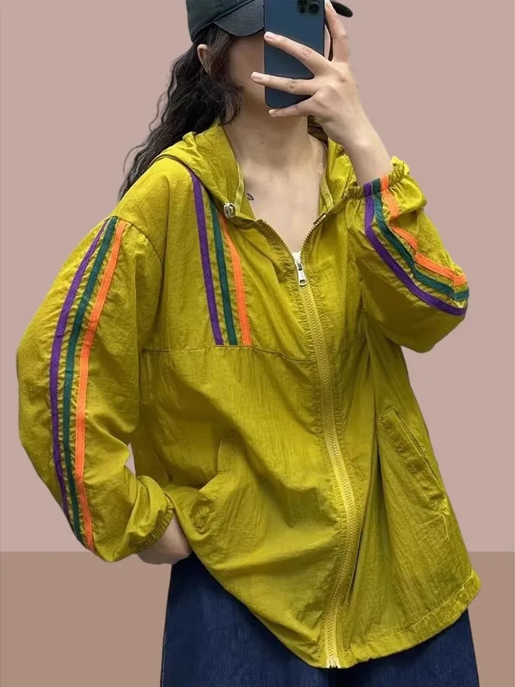 

Women's Summer New 2025 Ice Silk Hooded Lightweight Loose Cardigan Versatile Sun Protection Outerwear Faionable Commute Sle