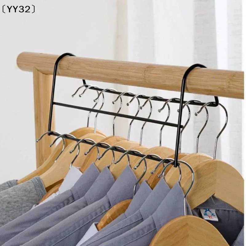 Space Saving Metal Iron Closet Hanger Organizer High Low Staggered Multi Function Wardrobe Clothes Hanger Rod Home〔YY32〕