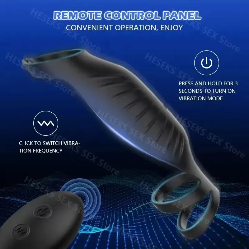 Cock Silicone Sleeve Ring 9 Mode Male Remote Vibrating Delay Ejaculation Penis Enlargement Testicle Vibrator Sex Toys For Men