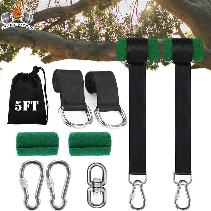 5FT Tree Swing Hanging Straps Heavy Duty Hammock Straps with Safer Lock Snap Perfect for Hammocks and Any Swing Holds 2200 lbs