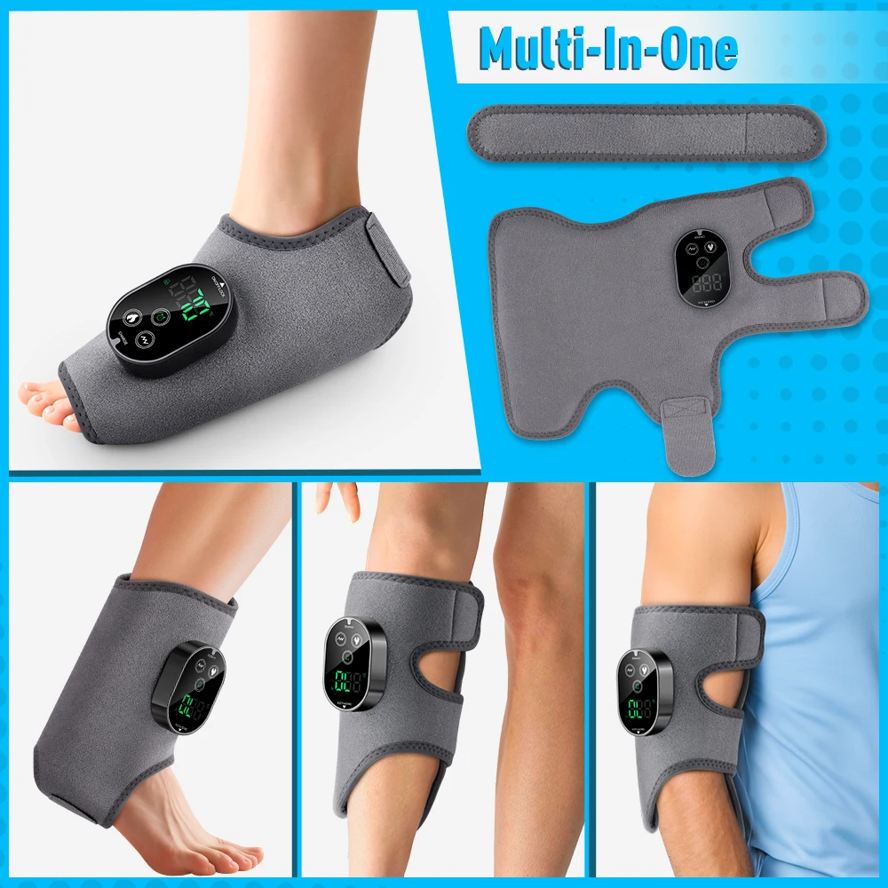 3-in-1 Cordless Heated Ankle Massager with Extension Strap, for Right Left Foot,Electric Massage Vibrating Sole Wrap,Joint Relax