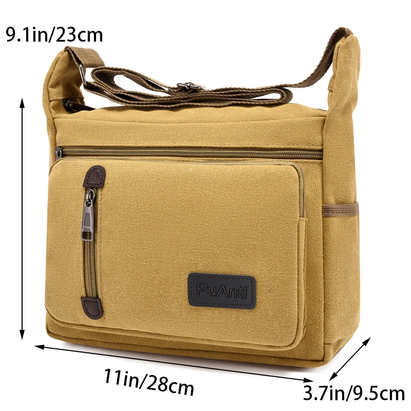 Men\'s Bag Large Capacity Multifunction Solid Industrial Style Canvas Shoulder Bag For Men Daily Work Crossbody Bag