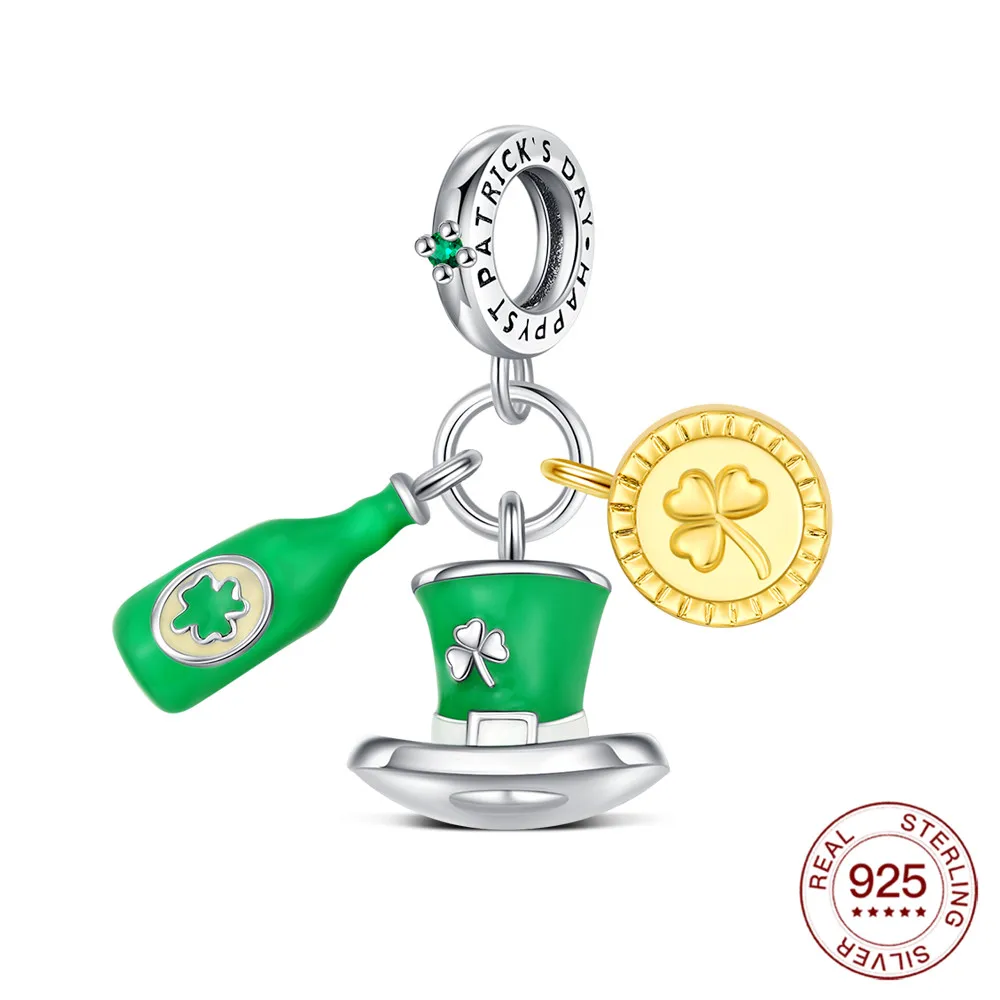 

Подвески, оригинальная бутылка Святого Патрика, шляпа, подвеска в виде монеты, стерлинговое серебро S925, подходят для браслетов, сделай сам, для женщин, ювелирные изделия, подарок любви