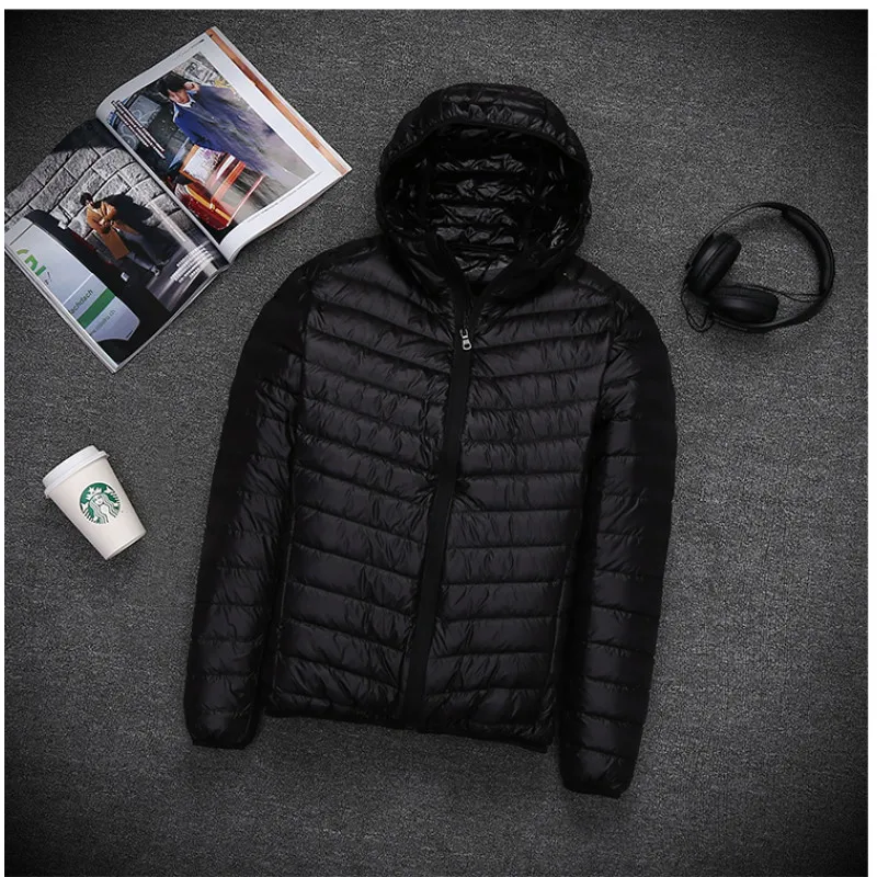 2024 Winter New Men's Hooded Lightweight Down Jacket Sweatshirt Fashion Korean Edition Down Jacket Duck Down Content 90%