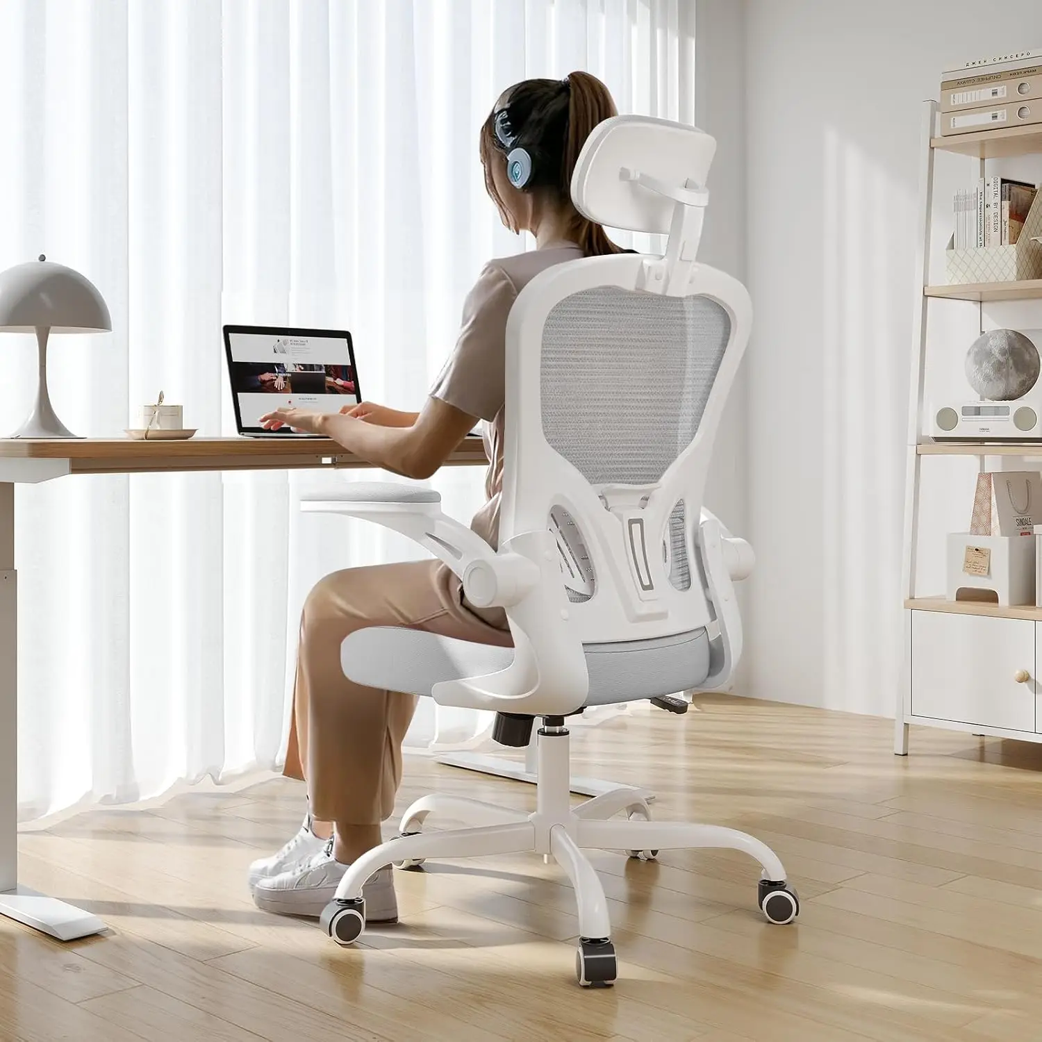 

Ergonomic Office Chair Big And Tall, 350Lbs Acity, 6'5"" Tall Max, Home High Ba Desk Chair For Long Hours Comfortable,