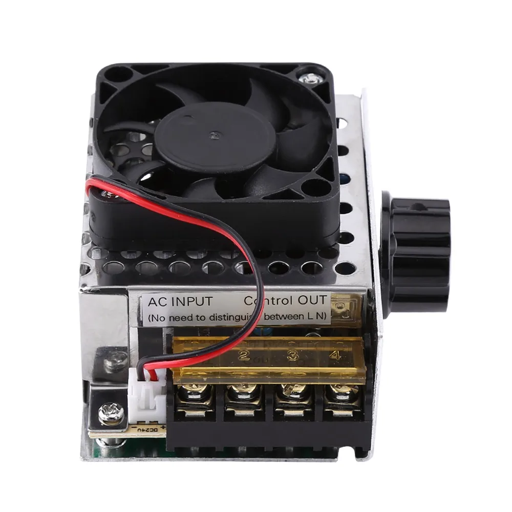 

4000W SCR Voltage Regulator with Cooling Fan Adjustable Motor Speed Controller Pulse Modulator AC 110V-220V