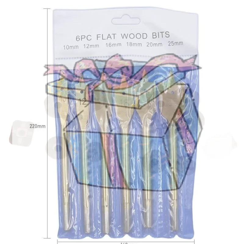 【CCA】6Pcs/Set Wood Flat Drill Bit High Precision Tip 6 Sizes 10mm To 25mm For DIY Woodworking Carpentry Home Repair