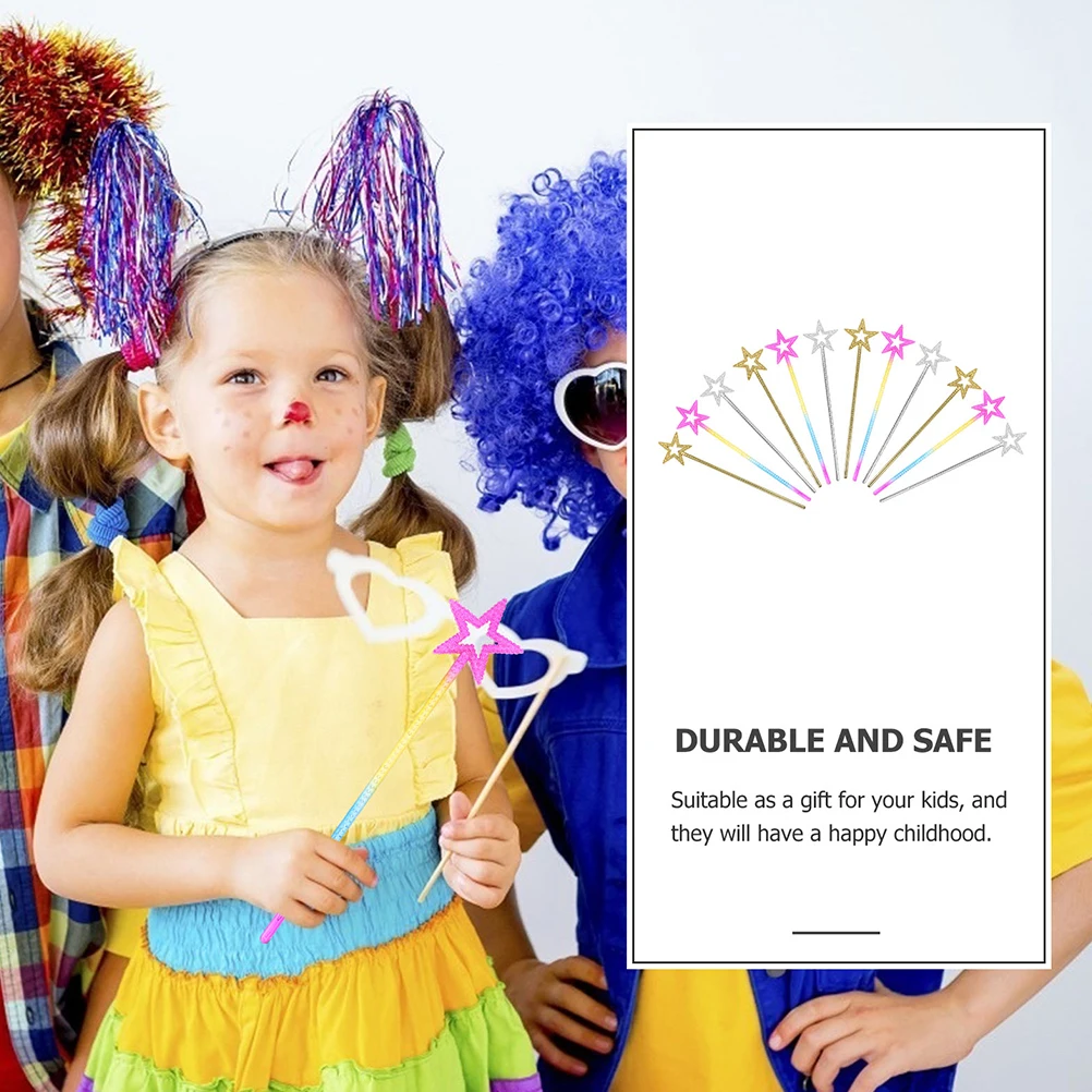 

5pcs Pentagram Star Wands Magical Fairy Wands For Girls Kids Party Performance Creative Light Plastic Wand Unique For