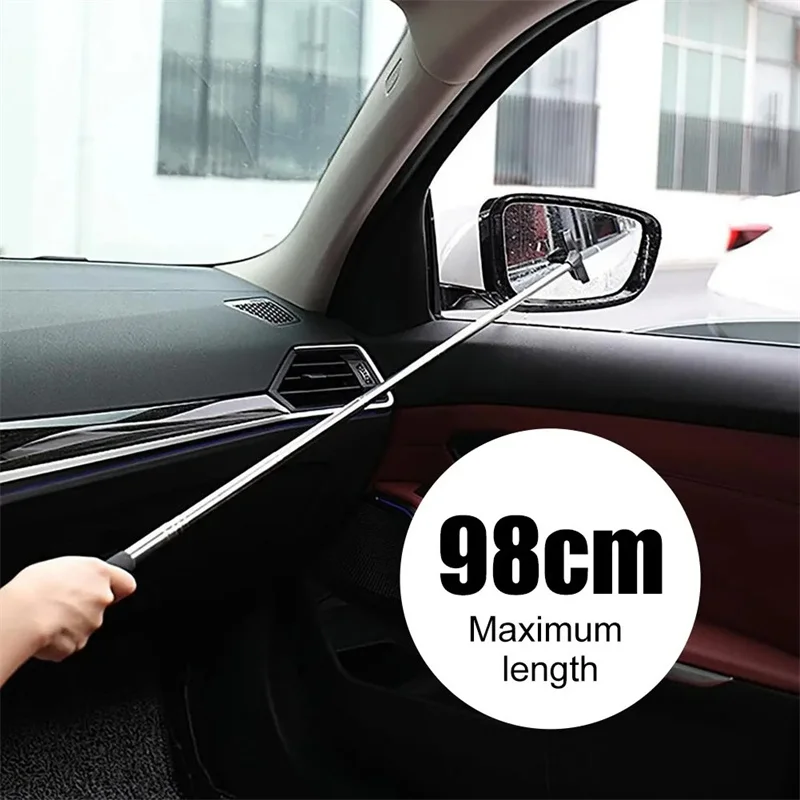 Rearview Mirror Wiper Retractable Handle Portable Rubber Squeegee Cleaning Tools Car Rearview Mirror Rain Remover for Vehicle