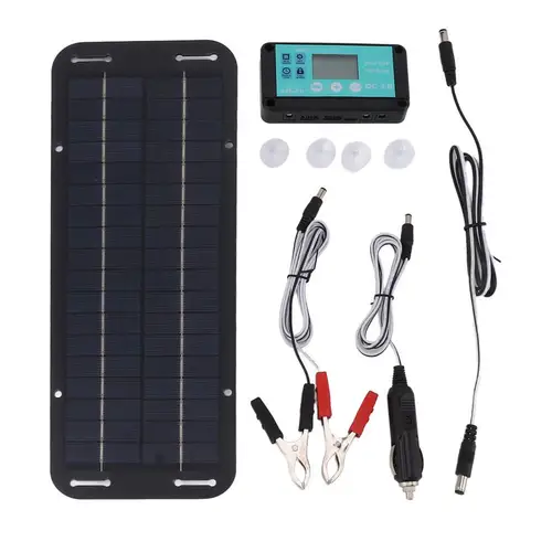 Imagen 1 del producto Cargador de goteo Solar para batería de coche, Kit de carga de Panel Solar portátil, impermeable, 20W, 12V/24V